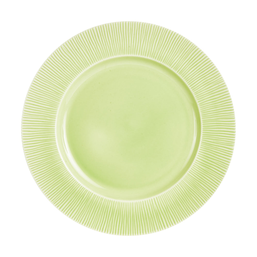 Lg Light Green Plate With Striped Rim