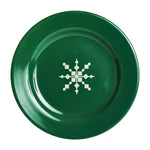 Md Dark Green Plate With Snowflake Print