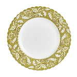 Lg White Plate With Vintage Green Rim