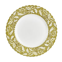 Lg White Plate With Vintage Green Rim