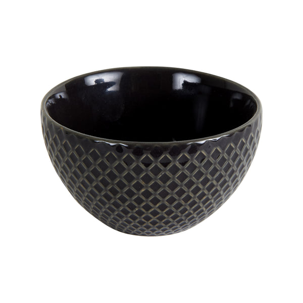 Sm Dark Grey Bowl with Outside Pattern