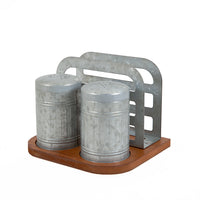 Metal Napkin Holder & Salt & Pepper Shakers with Wood Base