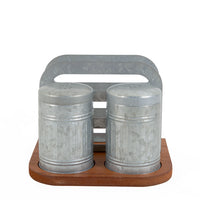 Metal Napkin Holder & Salt & Pepper Shakers with Wood Base