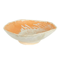 Lg Orange and Cream Bowl With Organic Circular Shape