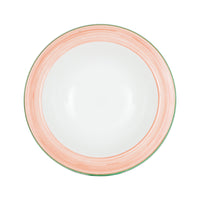 Sm White Bowl With Pink And Green Rim