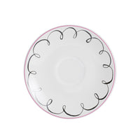 Sm White Plate With Pink and Black Line Design