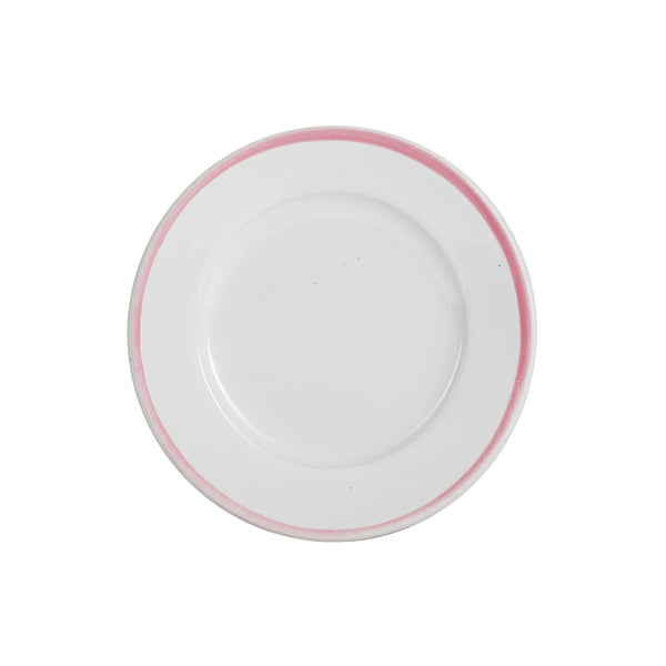 Sm White Plate With Light Pink Rim