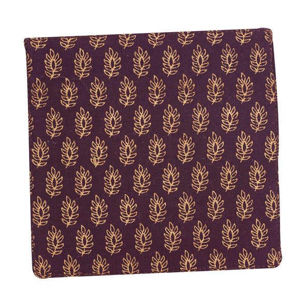 Grape Purple Fabric Coaster w/ Leaf Pattern