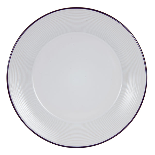 Lg White And Purple Plate With A Ring Pattern Around The Edges