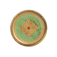 Wood Coaster With Gold Ornate Design