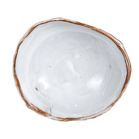 Md White Bowl With Organic Shaped Brown Edges