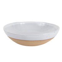 Lg White Speckled Bowl With Beige Base