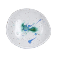 Sm Speckled Oval White Plate With Blue/Green Markings