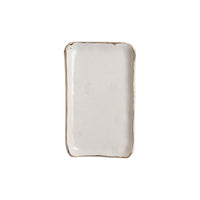 Sm Rectangle White Plate with Gold Rim