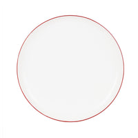 Lg White Plate With Red Rim