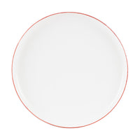 Lg White Plate With Red Rim