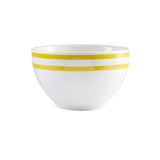 Md White Bowl With Yellow Stripes