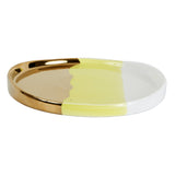 Md Yellow Shallow Plate With Gold and White