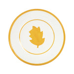 Md Bright Yellow Plate With Leaf Design